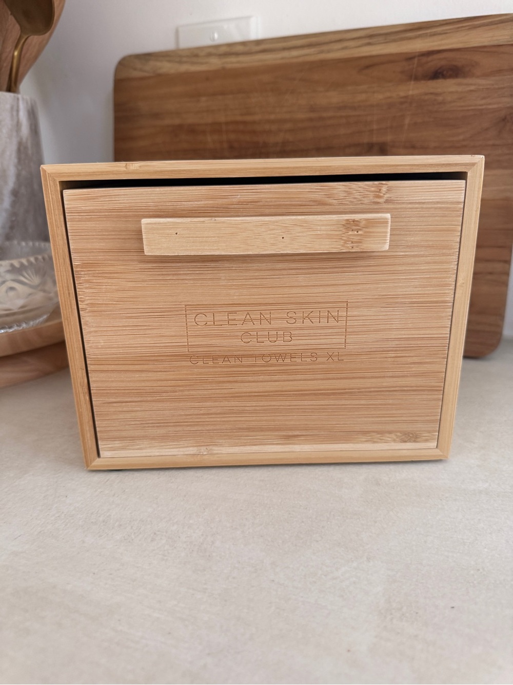 Clean Skin Club Bamboo Storage Box with Natural Wood Finish